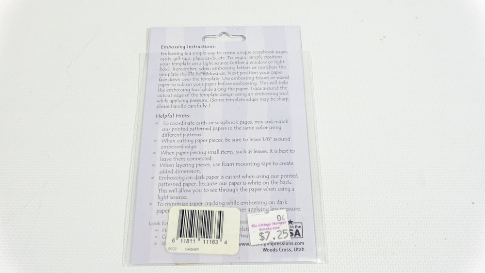 Dasher Lasting Impressions Embossing Stencil Template - L9608 - 2008