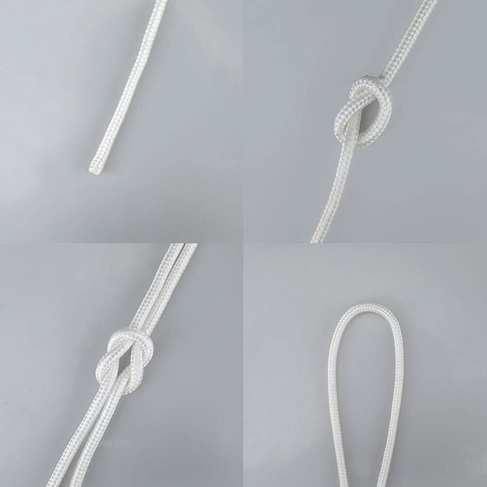 100ft 1/4" White Nylon Rope Solid Braided Strong Multi-Purpose Tie Down Craft