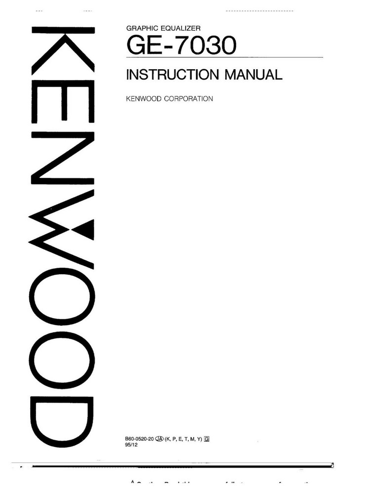 Kenwood GE-7030 Graphic Equalizer Owners Instruction Manual