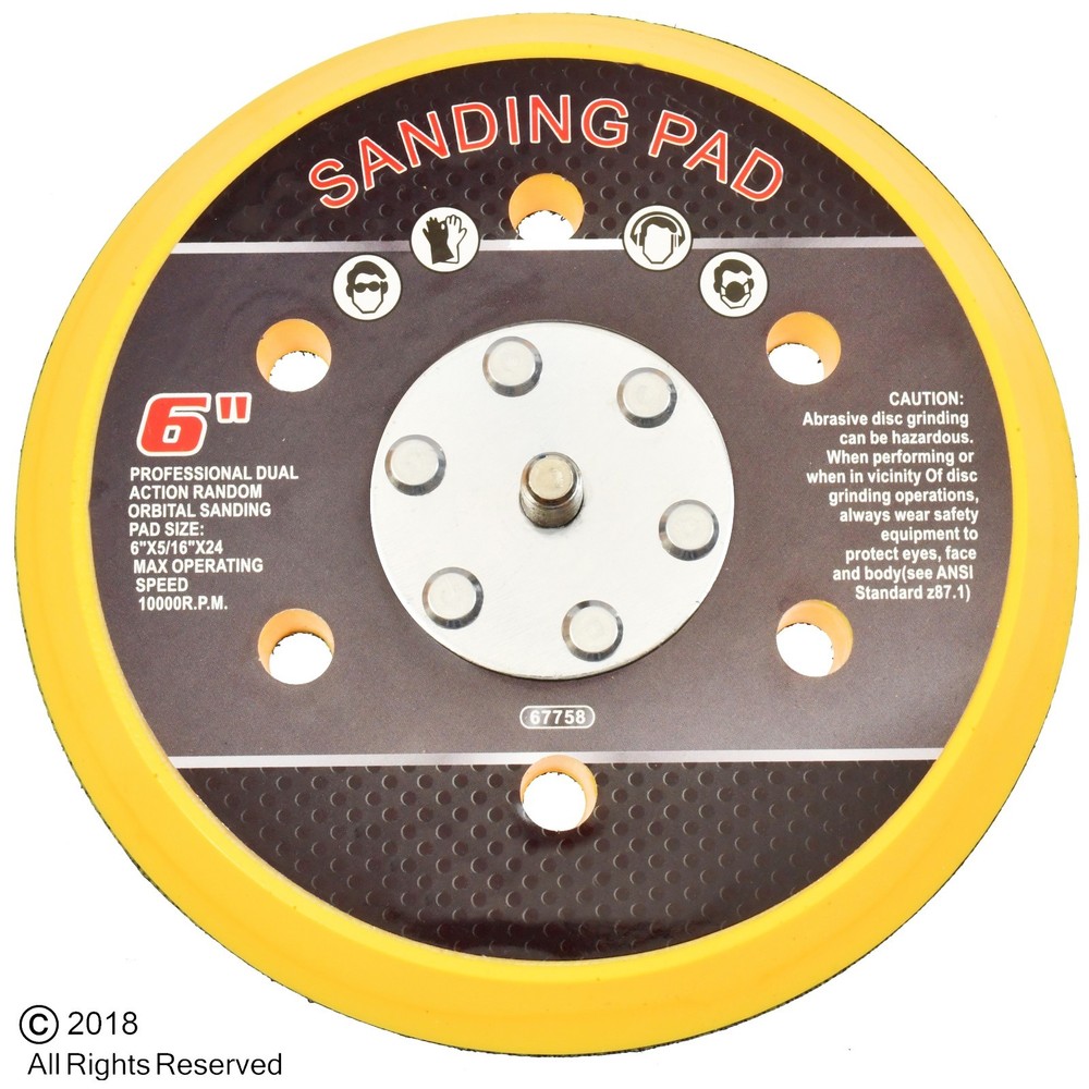 6" Hook and Loop Face Sanding Pad Air Vacuum Pneumatic Sander Grinder Tool