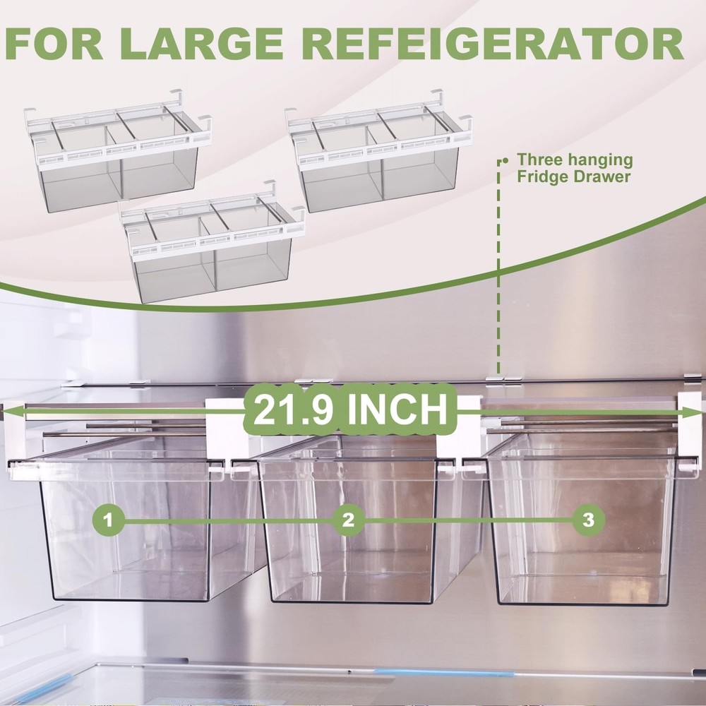 2 Pack Extra-Large Deli Drawer Organizer for Refrigerator Pull Out - Fridge