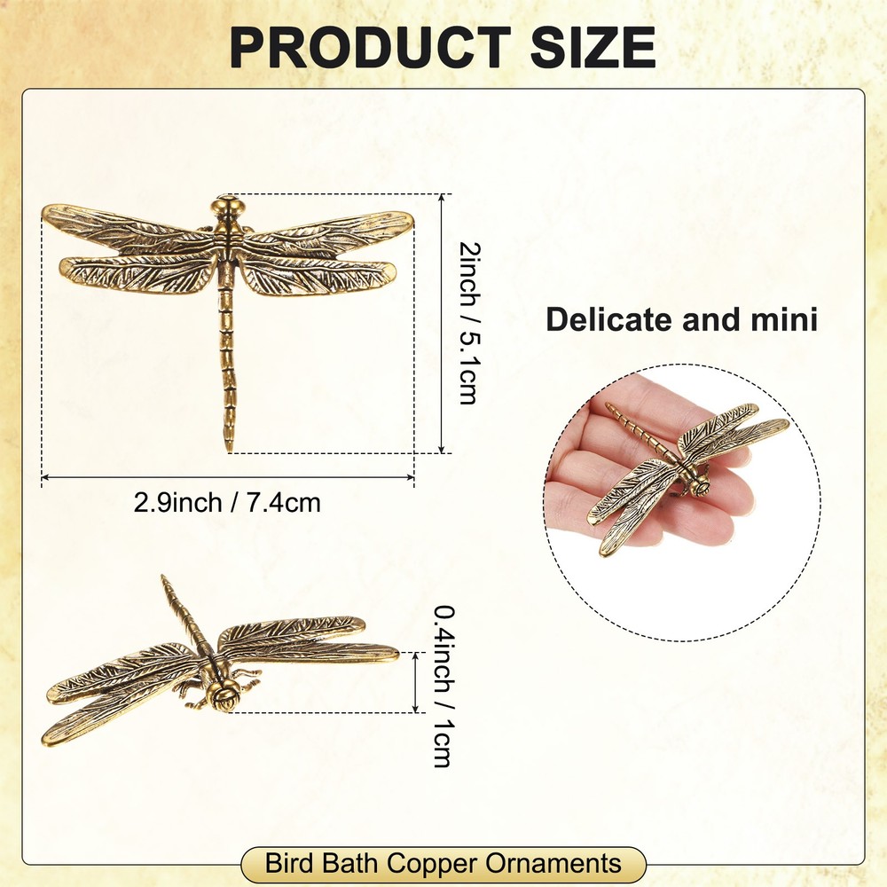 5-Pack Bird Bath Copper Disk, Mini Bird Bath Copper Ornaments [Dragonfly]