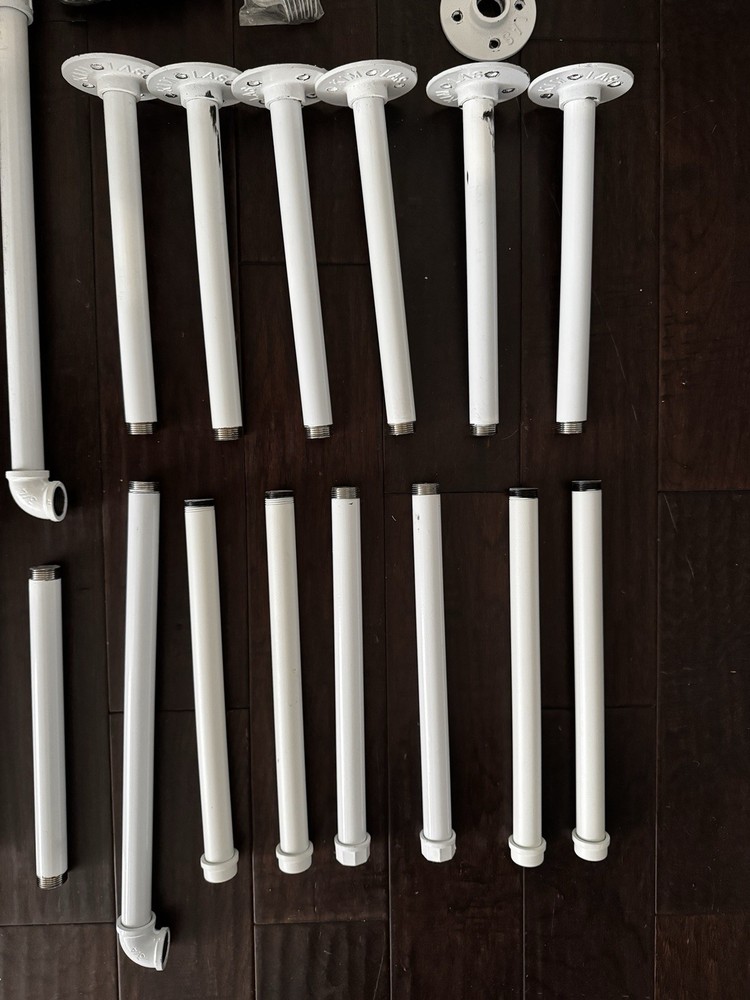 white industrial pipe clothing bars (full set)
