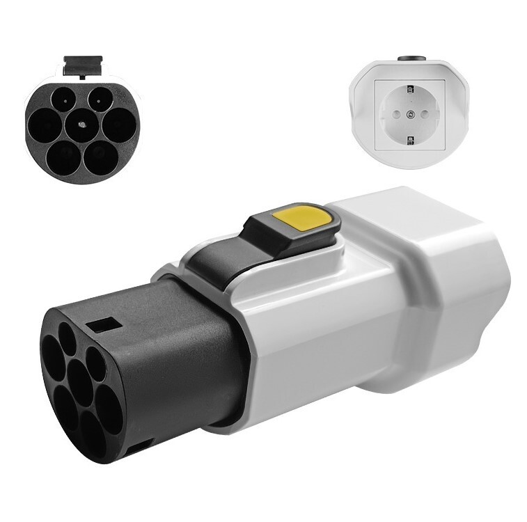 Type 2 Male Plug to Schuko Socket EV Charging Adapter, EV Connector 16A, 220V