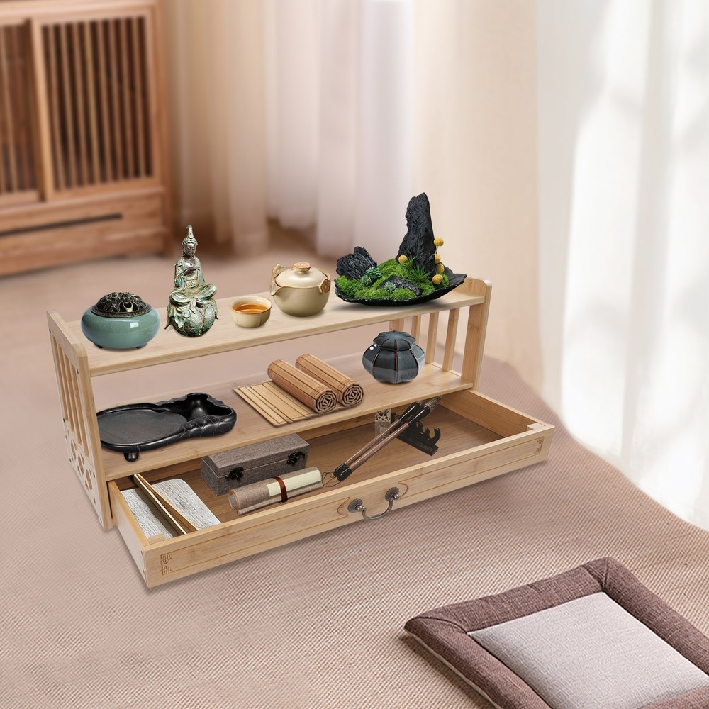 Meditation Storage Table, Altar Table with Drawer, Desktop Organizer