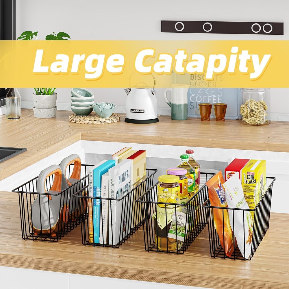 6 Pack Wire Basket Wall Mount Baskets Hanging Baskets Cabinets Organizer &