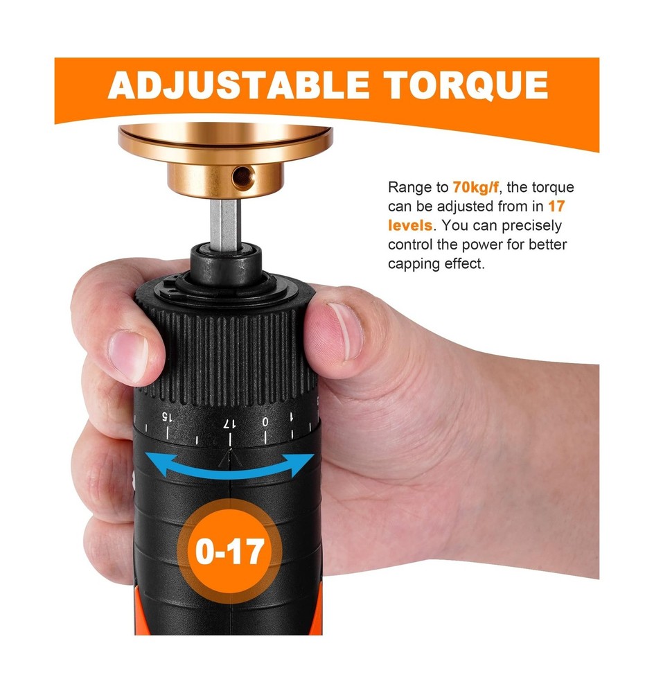Electric Bottle Capping Machine Adjustable Plastic Bottle Capper 70kg/f Handh...