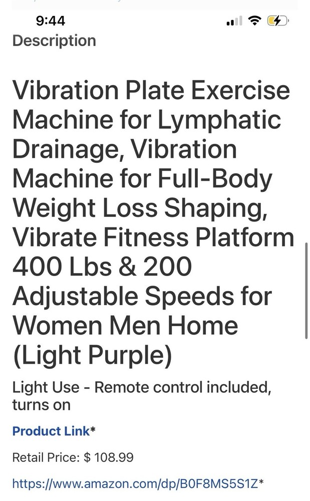 Oscillating Vibration Plate, Adjustable Speed, Remote, Pink, 400 lb, Bands