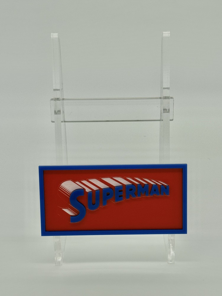 Custom Comic Book Stand - Superman (Blue/Red/Square) Laser Cut/Not 3D Prnt