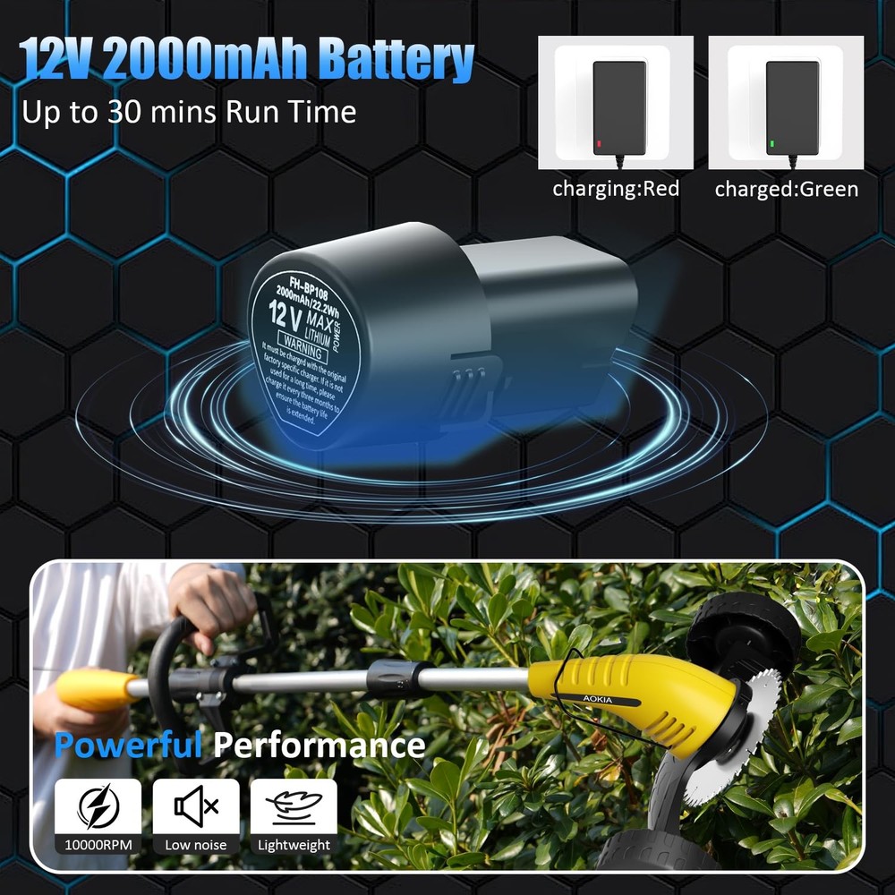 Electric Weed Wacker Cordless： String Trimmer with Roller 2Types Blades - 2.0...