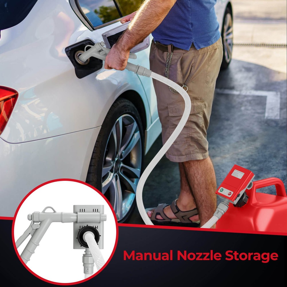 Fuel Transfer Pump w/Hand Trigger Nozzle for Flow Control & Stop Extra Long Hose