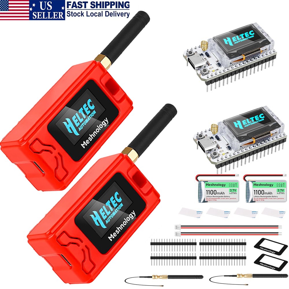 2Sets HelTec Meshtastic LoRa ESP32 V3 SX1262 Board+915MHz Antenna + Battery+Case