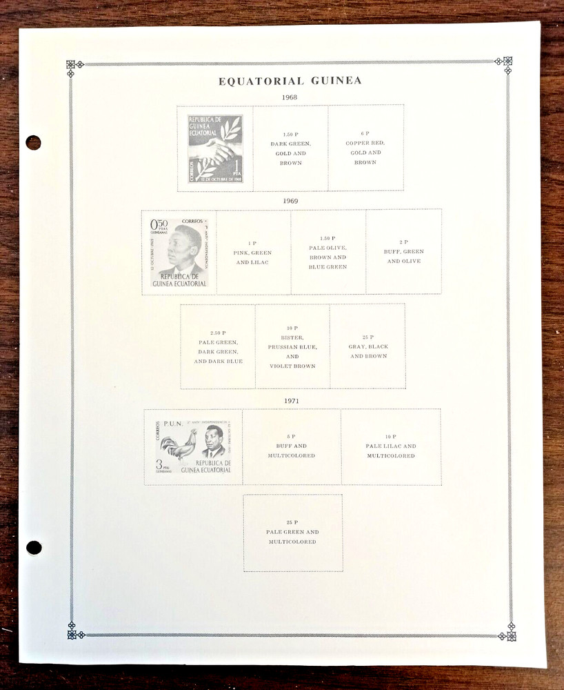 Scott  EQUATORIAL GUINEA Issue 1968-72 Empty Album Pages 9 1/4" x 11 1/4"  Used