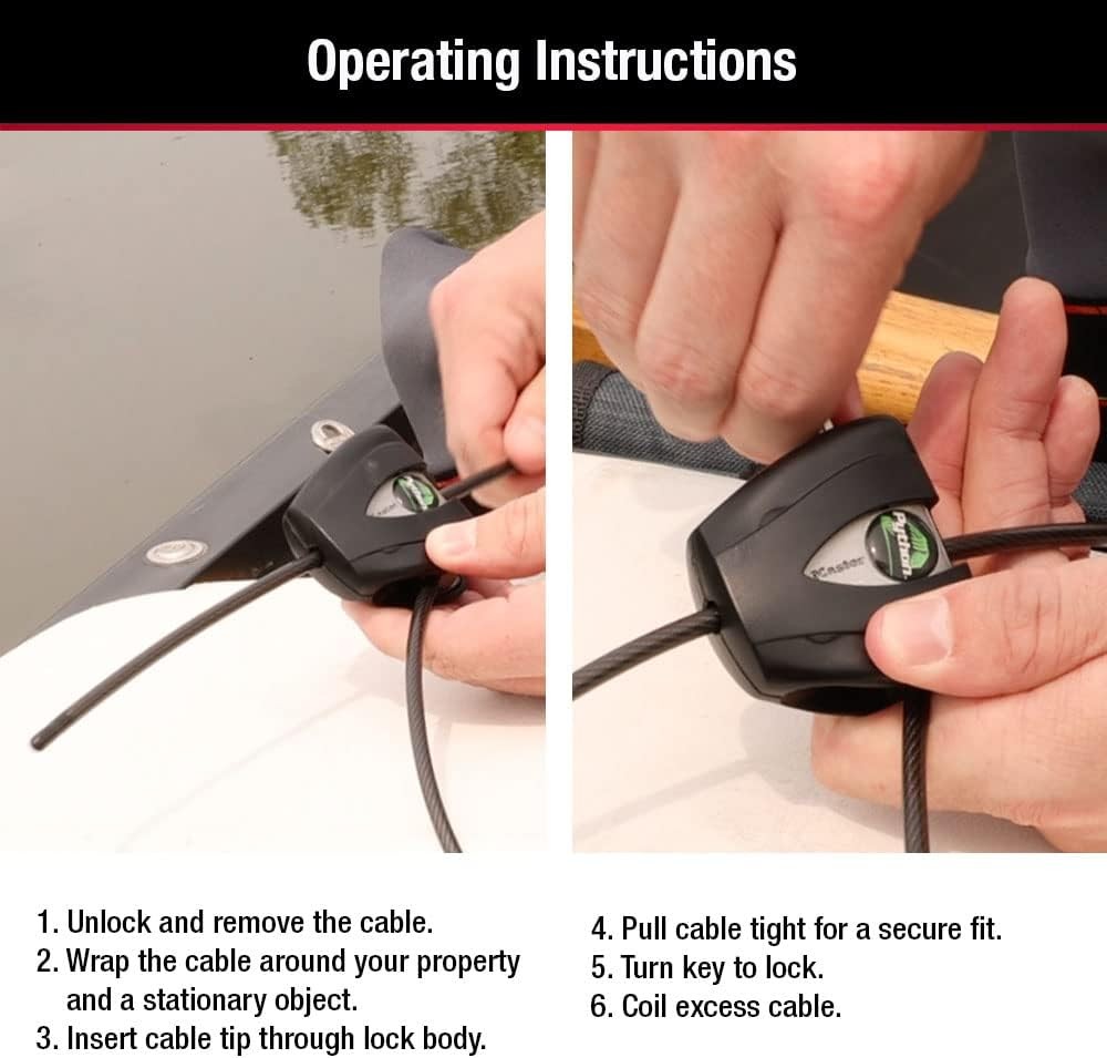 Master Lock Black Python Steel Cable Lock with Keys, Heavy Duty Anti-Theft Trail