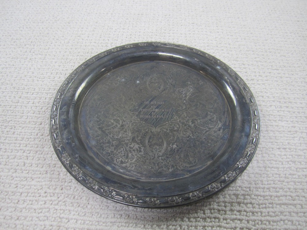 Vintage 1987 Silver Plate Tray The Importance of Being Earnest Award 12 Inch