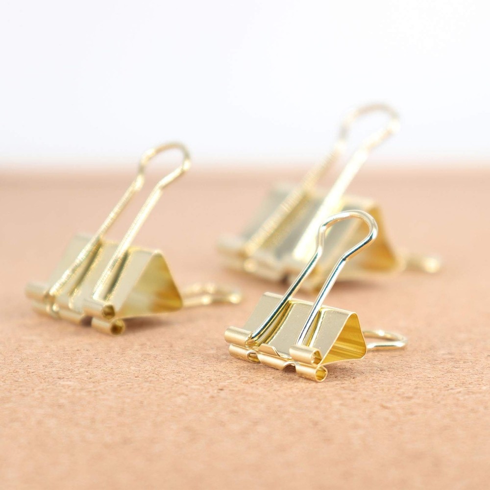 Gold Binder Clips Paper Clamps, Assorted Sizes Set (Small, Medium, Large) for...