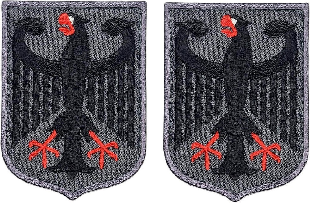 German Eagle Military Shield Morale Patch | 2PC HOOK BACKING  3"X2.5