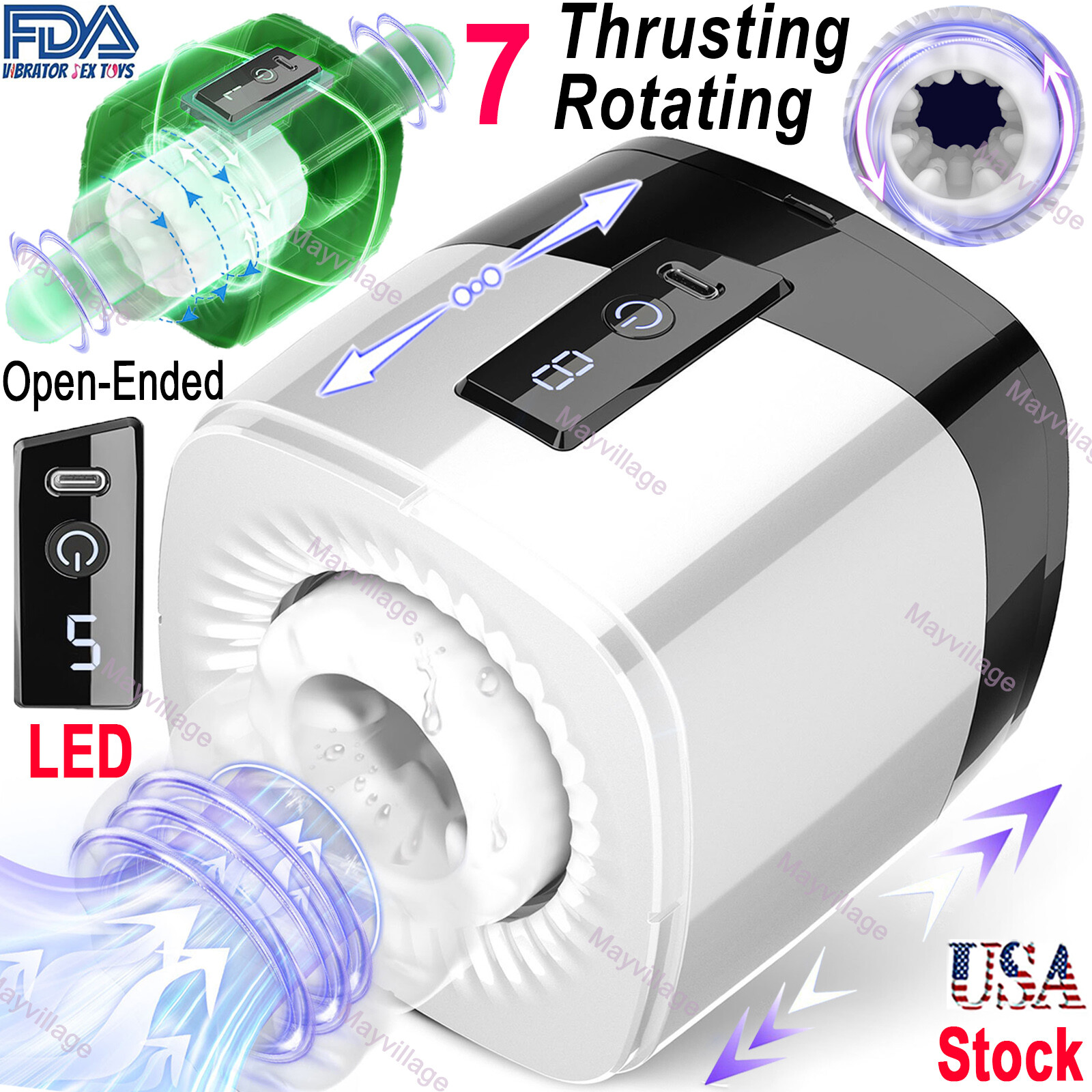 Male Masturbaters Automatic Handsfree Rotating Thrusting Cup Stroker Men Sex Toy