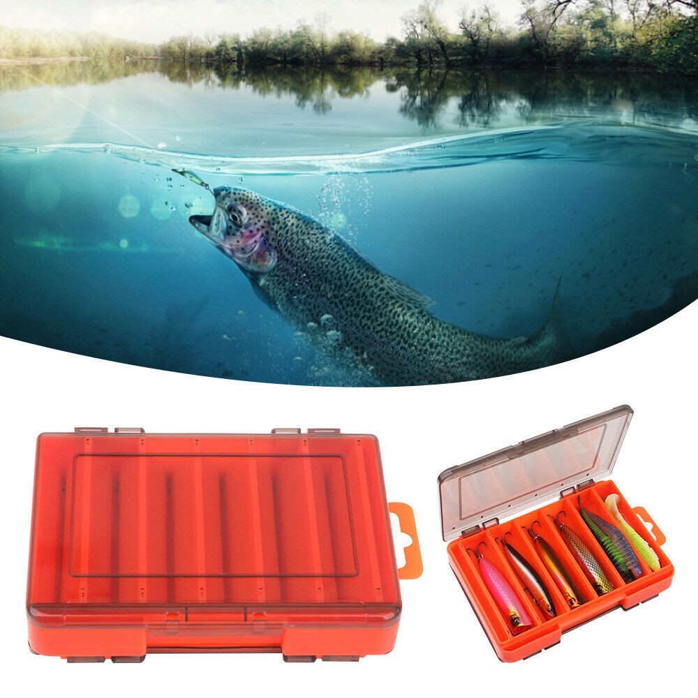 Fishing Tackle Box Lure Waterproof Compartments 2 Layer Storage Hard Case Hook