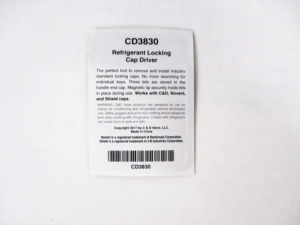 C&D Valve CD3830 Universal Locking Cap Removal Tool with 3 Bits