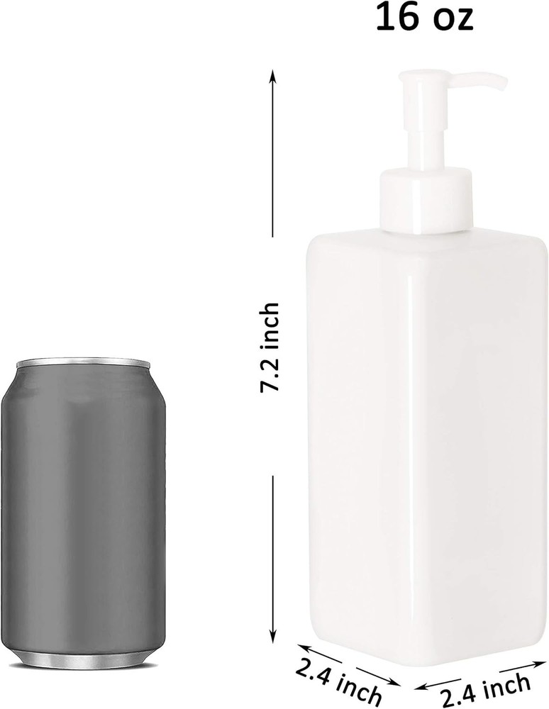 5 Pack 16 Ounce Plastic Pump Bottles, Refillable Square Plastic Pump Bottles ...