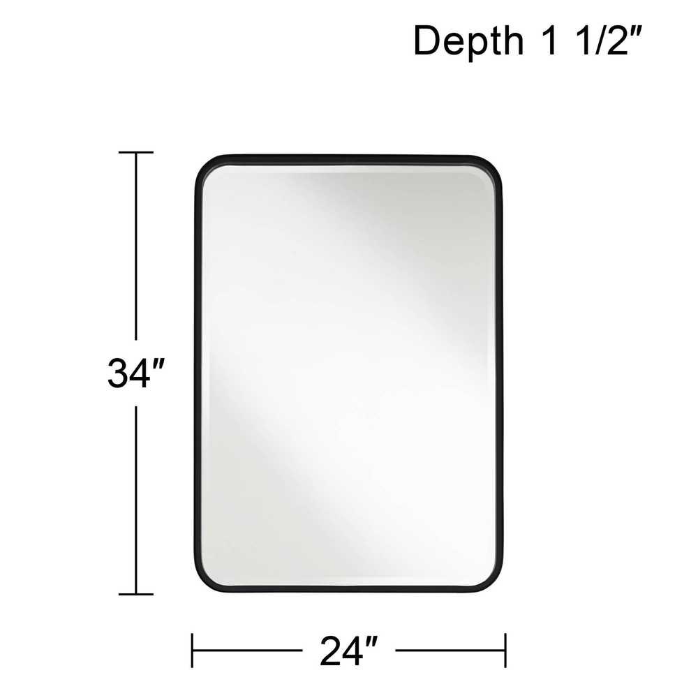Soren Black 24" x 34" Rounded Edge Rectangular Mirrors Set of 2