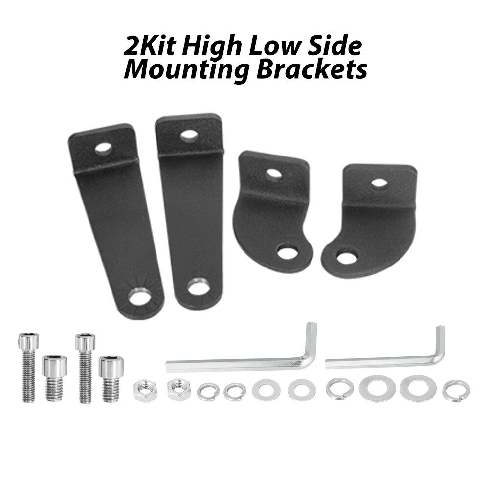2PCS Universal Hi/Lo Side Adjustable Mount Brackets For Curved LED Light Bar