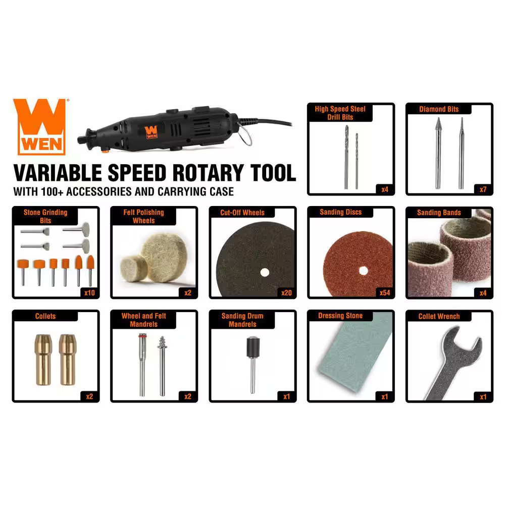 1 Amp Variable Speed Rotary Tool with 100 plus Accessories