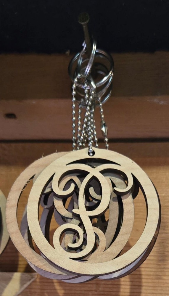 Wooden P Keychain