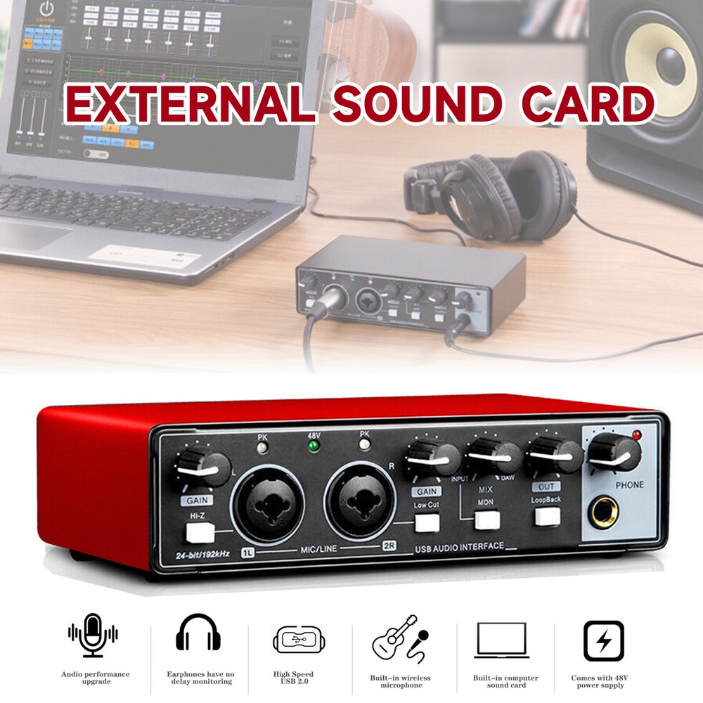 USB Audio Interface Professional Sound Card for Studio Singing Recording