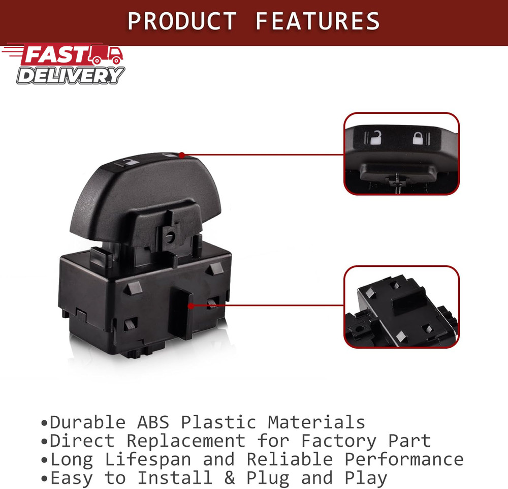 Front Power Door Lock Switch Compatible with 2009-2014 Ford F-150, Switch Assemb