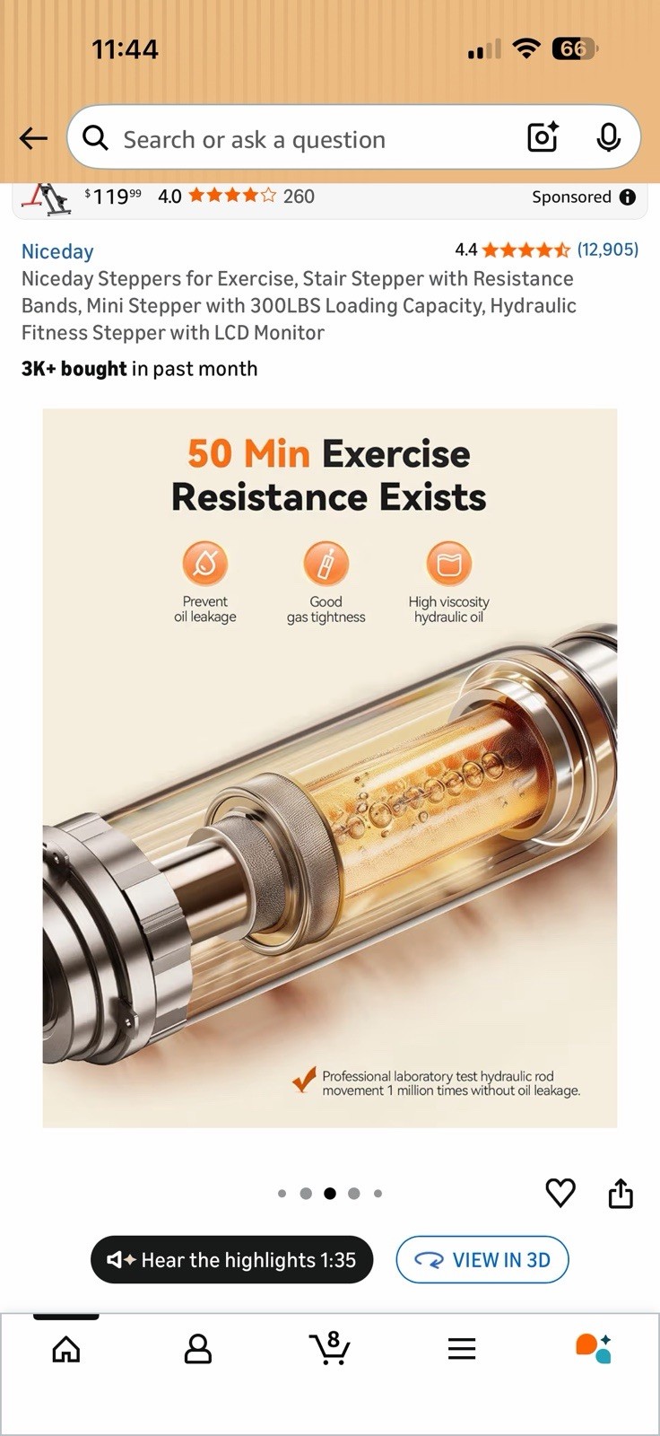 Niceday Mini Stepper for Exercise, Stair Stepper w/ Resistance Bands LCD Display