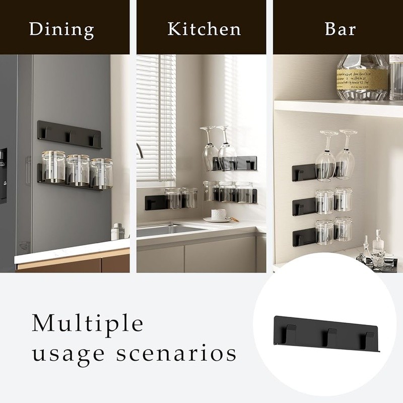 Wall Mounted Wine Glass Rack Space Saving Cup Holder Easy Install Rust Resistant