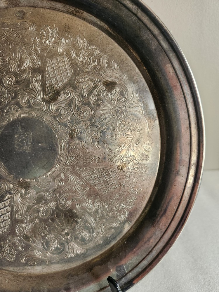 12" Round Silverplated Tray • No Makers Mark