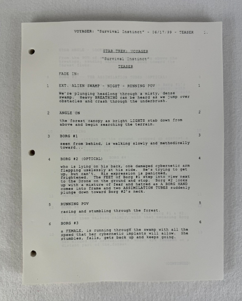 Star Trek Voyager “Survival Instinct” Final Draft Studio Script 06/27/1999