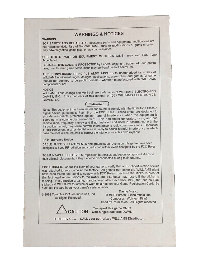 Dracula Pinball Operator Handbook