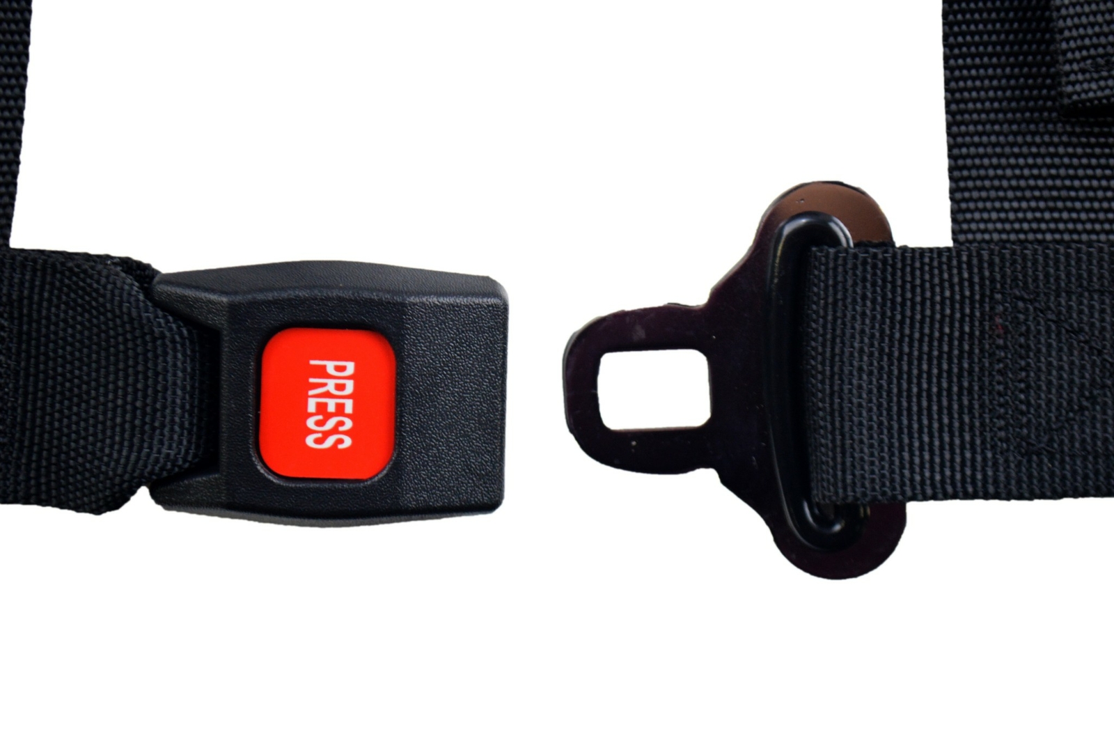 BLACK SEAT BELT RACE STYLE 3 POINT HARNESS BOLT IN Y FLOOR MOUNT PUSH BUTTON