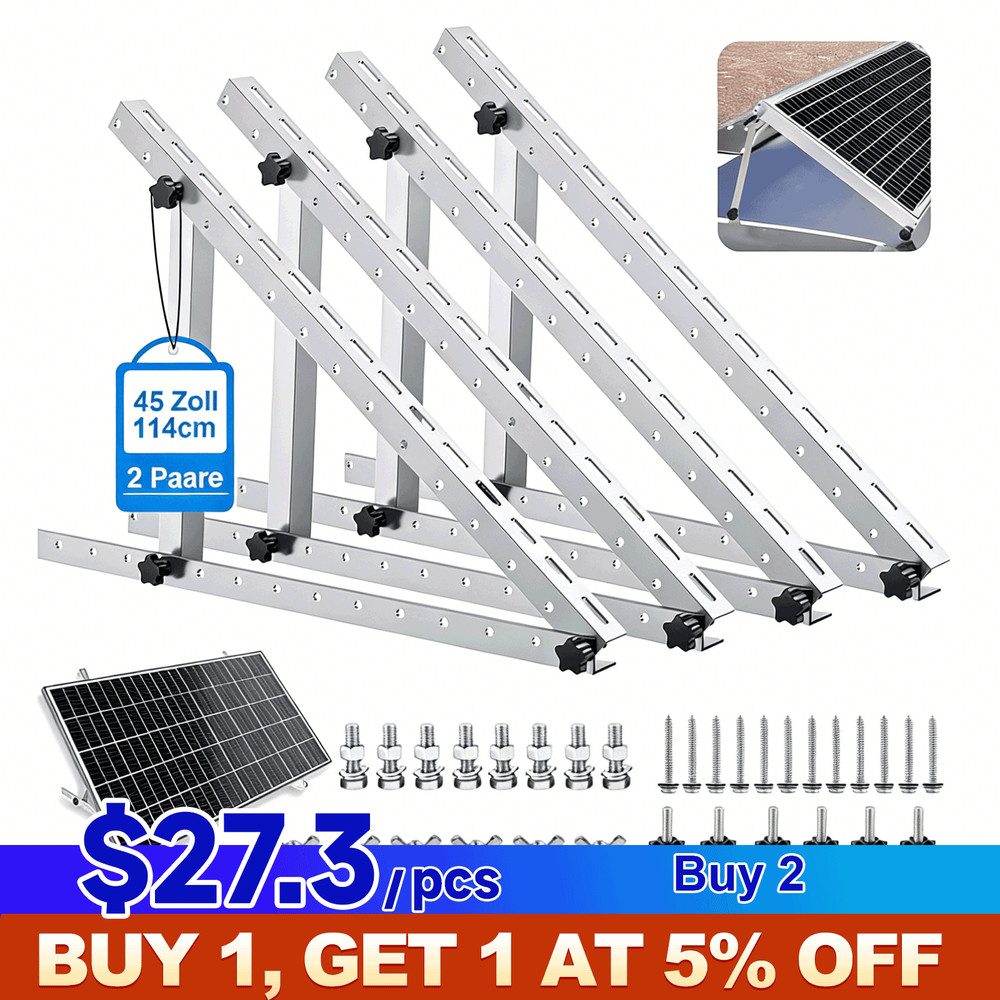 (45/47in）Solar Panel RV Tilt Mount Brackets Roof Flat Surface Adjustable Frame