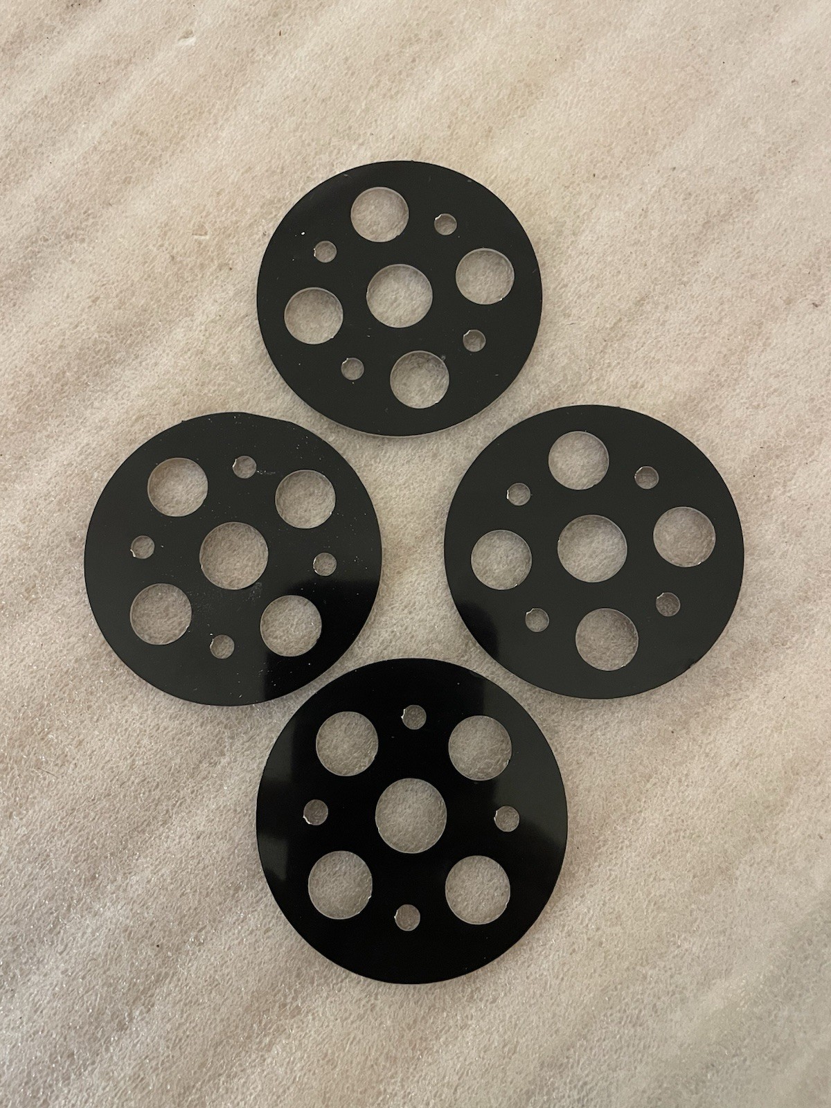 Hood Pin Scuff Plates - Fits 1/2" Pins - Black Aluminum - 4 Pack - IMCA NHRA