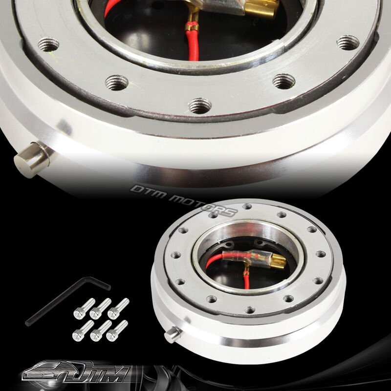 1" Silver 6-Hole Steering Wheel Short Quick Release Hub Adapter Universal