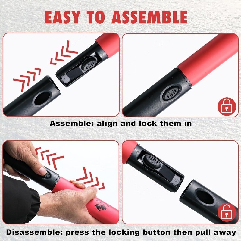 CarCarez Windshield Ice Scraper, Car Window Snow Removal Broom for Winter, Red