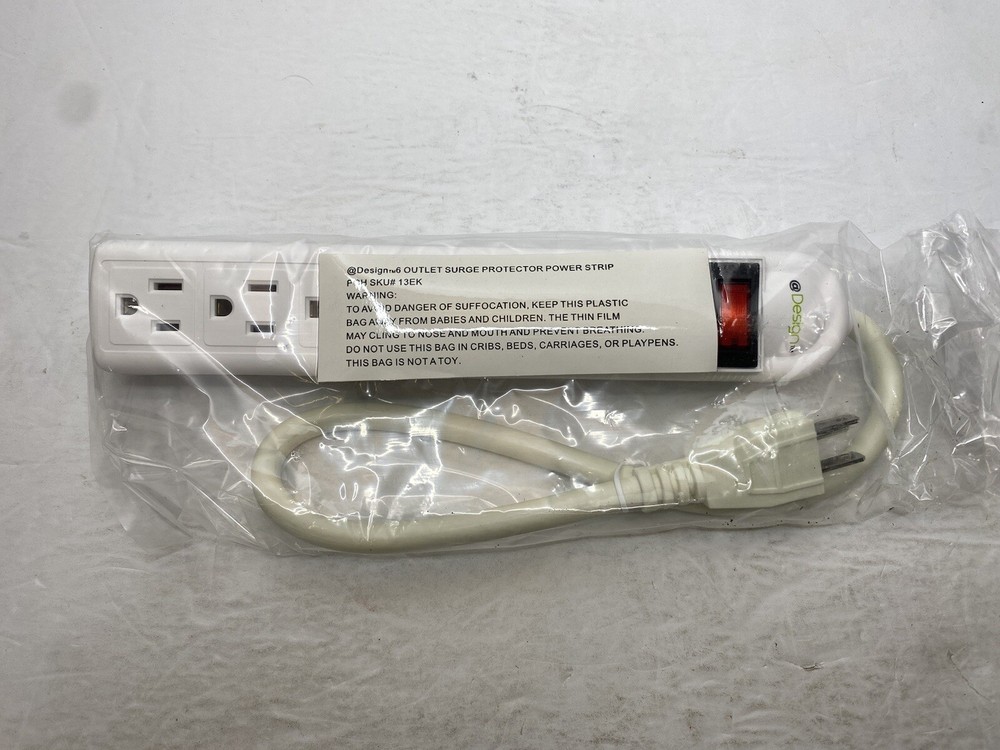 @Design Outlet Surge Protector Power Strip • White