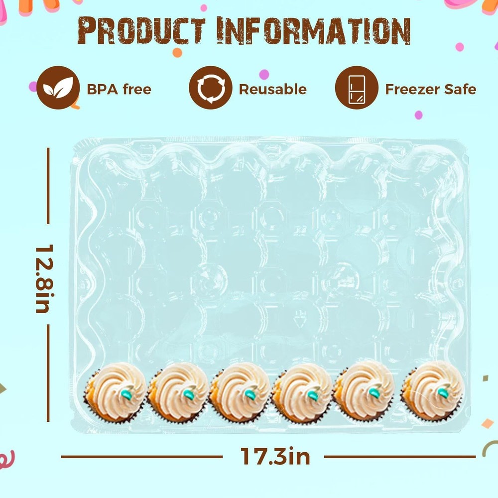 24 PackX10 Sets Count Cupcake Containers Plastic Disposable Boxes Holder