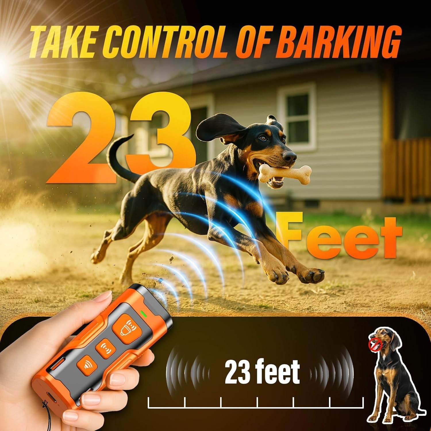 Compact Anti Barking Device, 23ft Range, Rechargeable