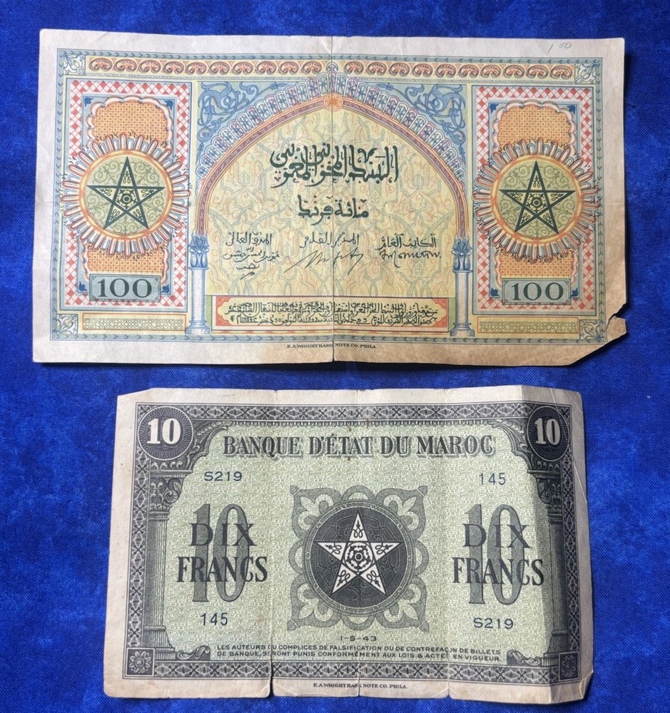 Morocco 1943 100 & 10 Francs