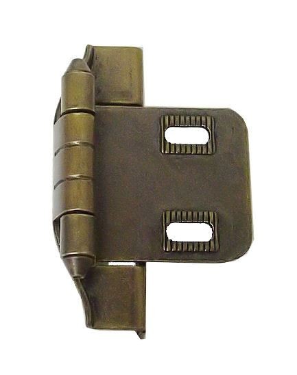 Single 3/8" Overlay Partial Wrap Self Closing Hinge Antique Brass