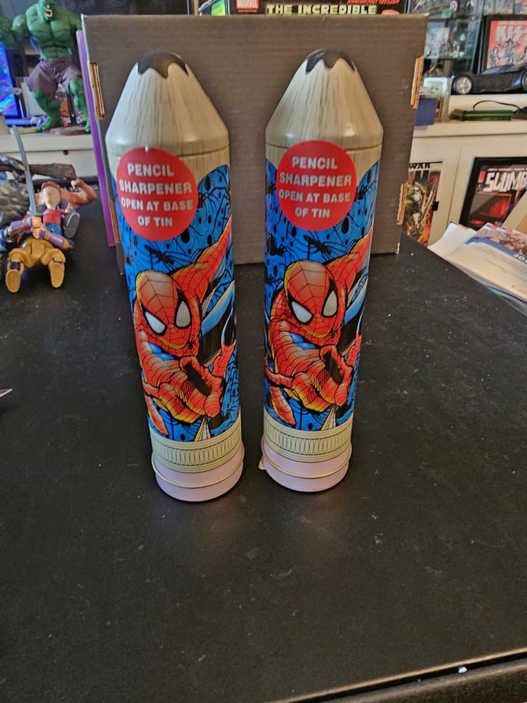 SPIDER-MAN Metal Pencil Case with Sharpener - 2001 Marvel Comics