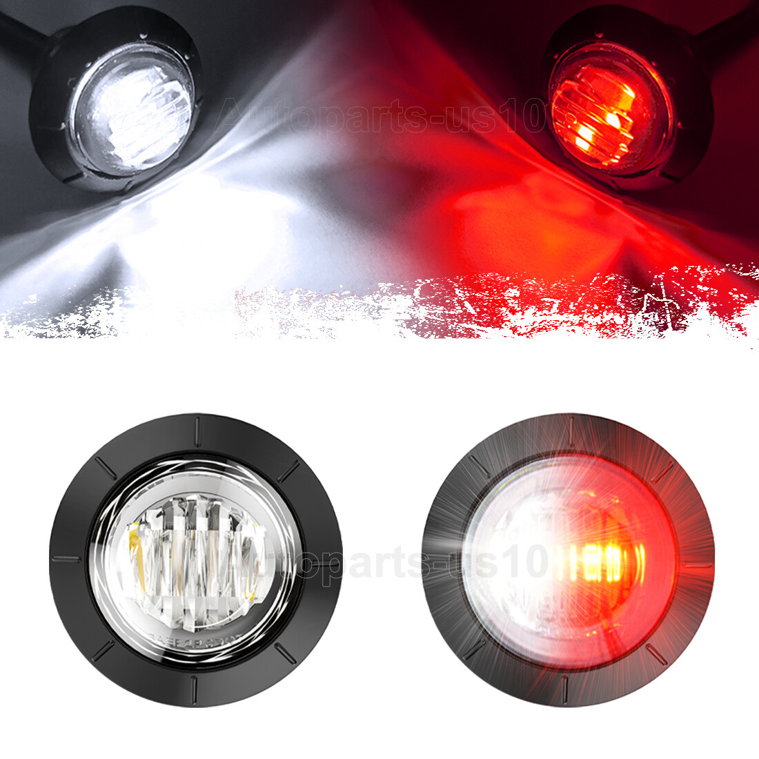 Dual Color LED Marker Lights Round 3/4"Truck Trailer Side Clearance Light Bullet