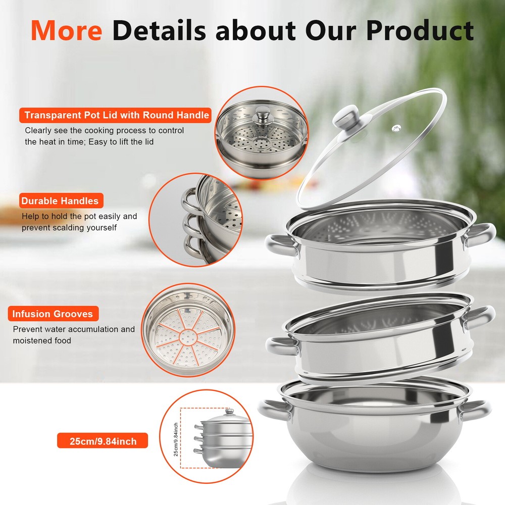Rice Roll Steamer 2/3 drawers DIY Multi-function Rice Noodle Roll Steamer