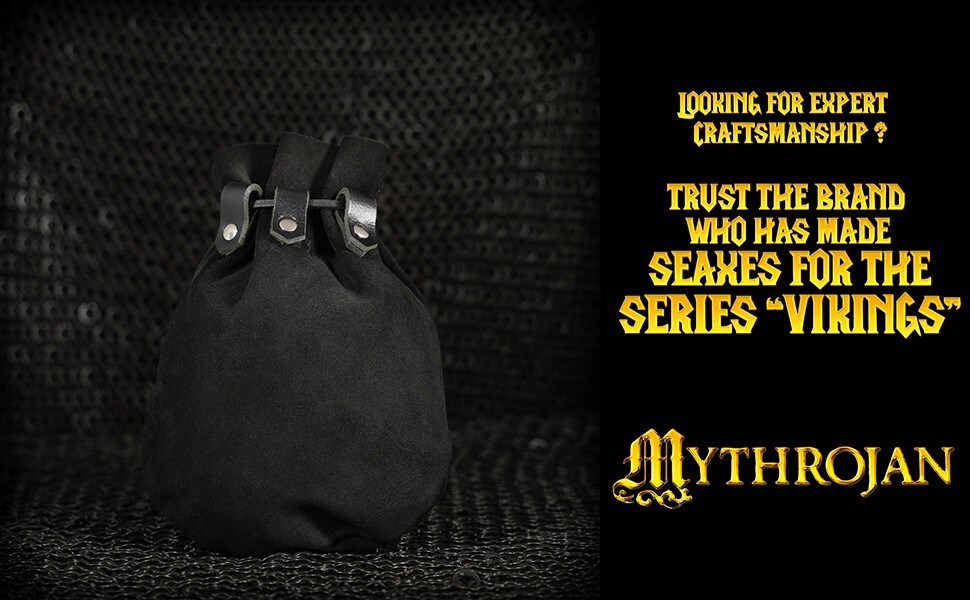 Medieval Drawstring Belt Pouch Renaissance Jewelry Bag Costume Accessory Black